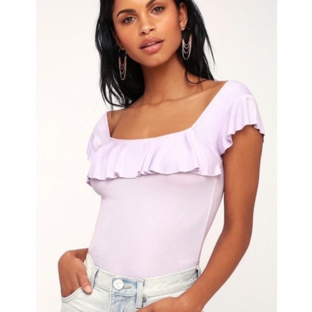 Free People Lilac Ruffle Top - Picture 2 of 4